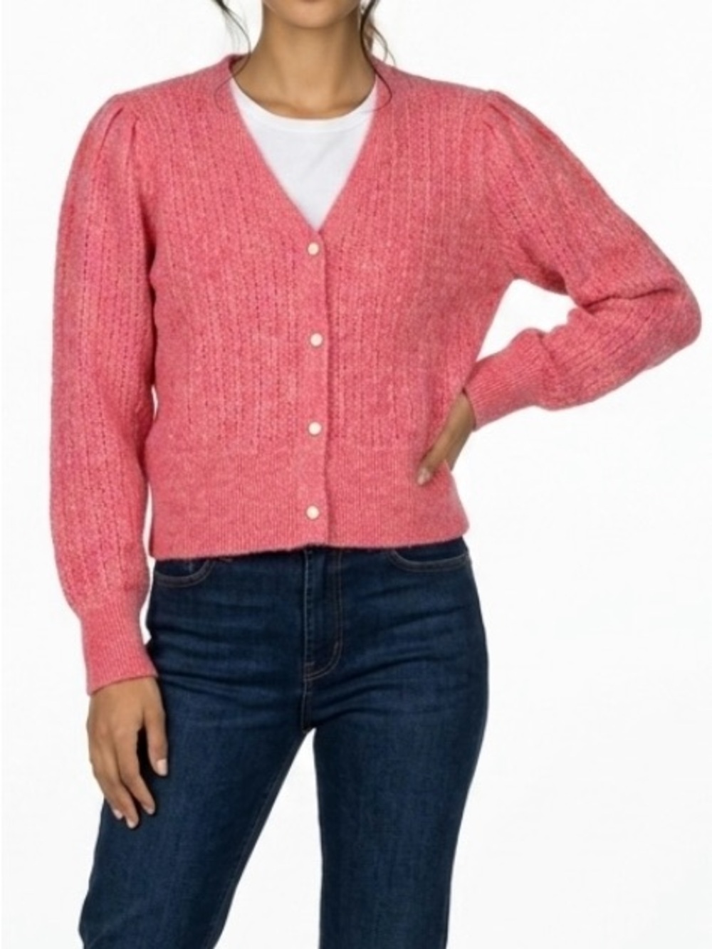Joie Aurelia V-Neck Coral Pink Cardigan